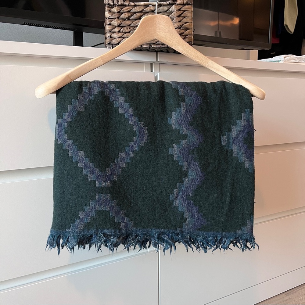 Aritzia Wilfred 100% Wool Greenish Black Grey Purple Blanket Scarf